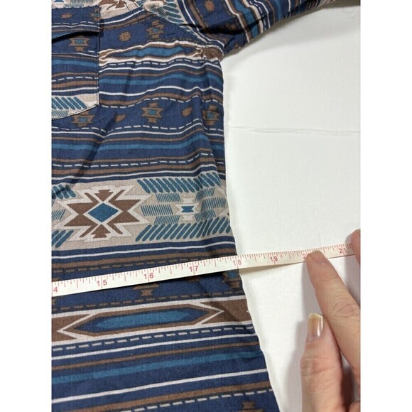 Roper Wear the West Button Down Shirt Navy Brown Medium Southwest Aztec Print - Picture 5 of 11